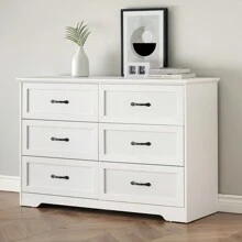 WhizMax Modern 6 Drawers Dresser, Chest Of Drawers Closet Organizers And Storage Clothes, Modern Dressers For Closet Living Room, Kids Bedroom (6 Drawers Dresser, White/Grey/Brown&White)