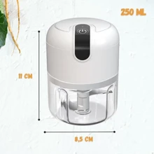 Mini Processador Elétrico de Alimentos Portátil com 3 lâminas de aço inox USB 250ml - Branco - Visão 3