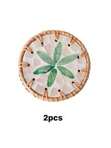 1pc Woven Seashell Coaster, Southeast Asian Style Heat-Insulating Coaster For Tea Table And Anti-Scald Shell Mat - Multicolor - View 19
