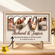 Tấm ảnh gỗ hai lớp cá nhân hóa có chân đế, 20*13,3*0,6 cm/25*16,6*0,6 cm, Quà tặng chu đáo cho chồng và vợ, Kỷ niệm, Ngày lễ tình nhân, Ngày lễ tình nhân, Đồ trang trí ngày lễ tình nhân - Màu vàng - Xem 1