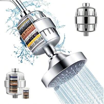 Home Times Shower Filter - Shower Head Filter For Hard Water, Softens Shower Water For Healthy Refreshing Bath - Reduces Dry Itchy Skin, Dandruff - Improves Hair Growth, Filter Cartridge Home Bathroom Decor Fall Decor Bathroom Accessories