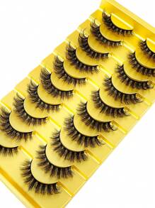 10对5D水貂毛假睫毛，交叉浓密自然款假睫毛条
