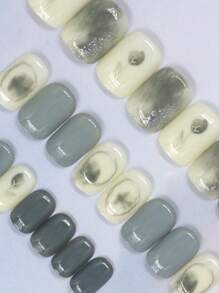 24 件全覆盖预设计按压式指甲，含指甲锉和凝胶面漆，美甲用品，美甲 - 彩色 - 查看 4