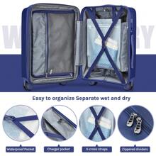 Joyway Joyway - 2 juegos de equipaje PP rígido con puerto de carga USB, equipaje de mano expandible, 20 elementos esenciales para el crucero escolar, elementos esenciales para el dormitorio estudiantil, artículos esenciales para la universidad, maleta de viaje escolar, maleta duradera