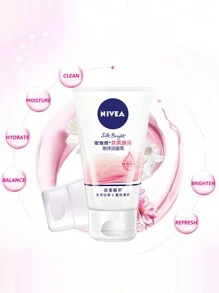 NIVEA 1瓶丝滑亮白泡沫洁面乳，蕴含蚕丝蛋白精华，适合娇嫩肌肤，保湿滋养，深层清洁，提亮肤色（100克/3.52盎司） - 絲柔煥亮 - 查看 6