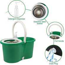 Spin Mop And Bucket With Wringer Set, 360° Mop And Bucket System With 3 Microfiber Mop Refills And 61" Extended Handle For Floor Cleaning