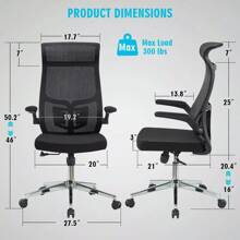 JML Ergonomic Mesh Office Chair Lumbar Support High-Back Desk Swivel Armrest Adjustable Computer Chair 300lbs Christmas Gift - 黑色 - 查看 3