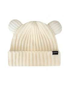 Cappello lavorato a maglia a forma di orsetto, stile 2024, spesso e caldo, antivento, cartone animato, carino, casual, in poliestere, con design a lettere e animali, adatto per l'autunno e l'inverno, Ognissanti - cappello - Visualizzare 9