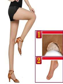 Medias de rejilla ajustadas y elásticas de estilo latino sexy y a la moda, con punta abierta, en negro/marrón/tono de piel, talla grande, con parte inferior transparente de rejilla - Beis - Ver 4