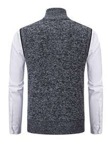 Men's Casual Thermal Knitted Sleeveless Sweater Vest,Men's Knitted Cardigan, For Husband, For Fall - Dark Grey - View 5
