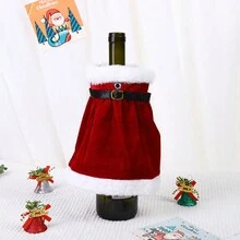 1 件圣诞礼服红酒瓶套，可爱卡通装饰铃铛套，随心所欲装扮，营造节日气氛，适合桌面装饰，增强节日氛围圣诞装饰圣诞装饰圣诞礼物圣诞派对用品圣诞礼品袋圣诞袋圣诞贴纸 - 酒紅色 - 查看 8