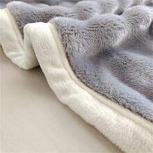 Faux Rabbit Fur Plush Throw Blanket, Sherpa Fleece Blanket - Red and White - View 5