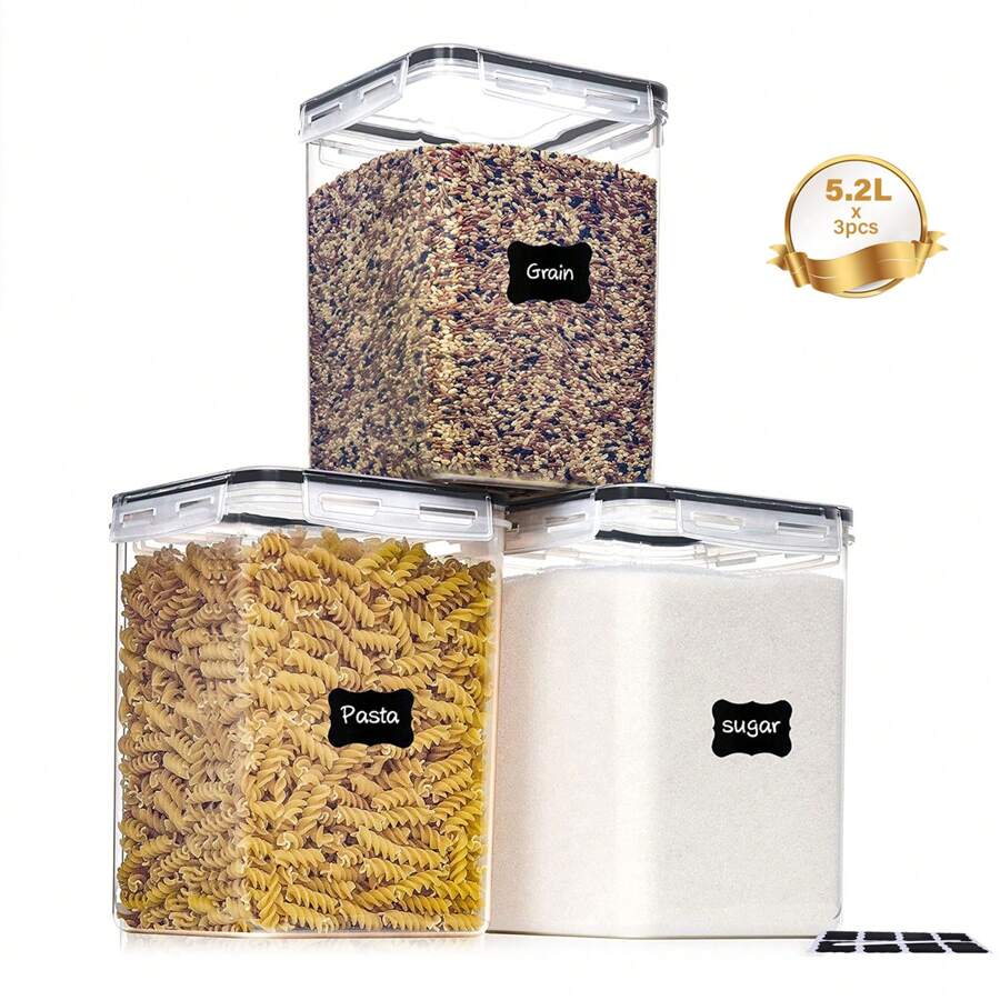 2/3pcs Large Food Storage Containers 5.2L / 176oz, Plastic Airtight