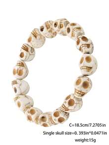 Vòng tay đầu lâu nhiều màu sắc bằng hạt ngọc lam tổng hợp, dây thun co giãn, vòng đơn cho lễ Halloween - Nhiều màu - Xem 7