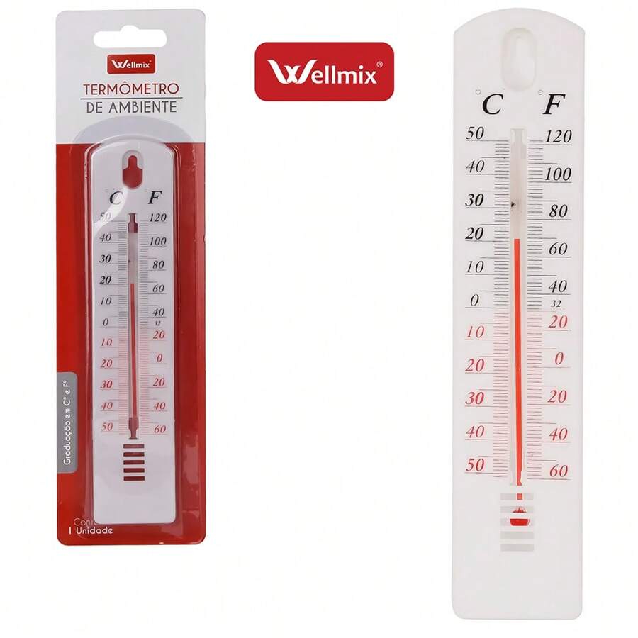 PLASTIC WALL THERMOMETER FOR ENVIRONMENT 20CM ON THE BOX - trắng - Xem 1