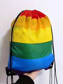 彩虹抽绳背包，可爱卡通抽绳背包，时尚收纳袋适合游泳和户外旅行，节日礼物，生日礼物，情人节礼物 - 彩色 - 查看 2