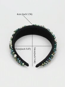 1 件装女士海军蓝绿色黑色水晶串珠巴洛克风格发带水钻手工发带适合选美发饰 - 彩色 - 查看 8