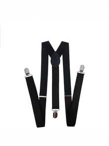 1 Set Of Solid Color Bow Tie + Suspender, Casual Outfit, Ideal Gift - Braces - View 3