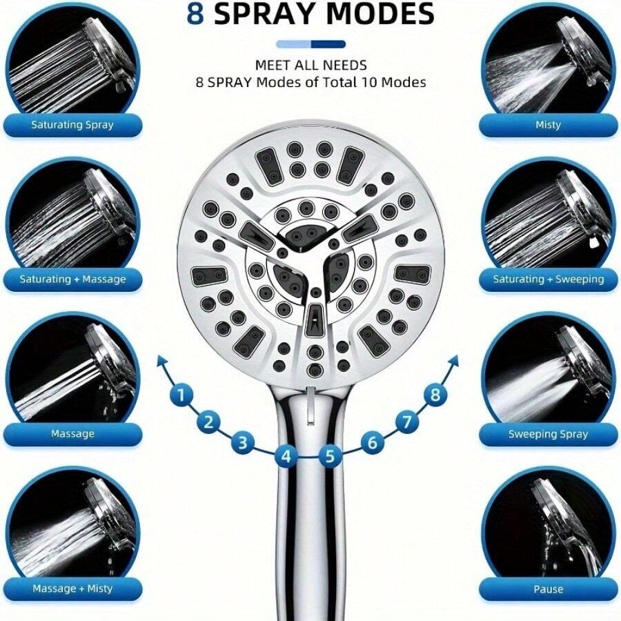 Filtered Shower Head With Handheld, High Pressure 10 Spray Mode