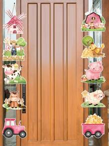 1 Set Rosa Bauernhoftier Thema Papier Türhänger Dekoration für Bauernhof Tier Geburtstagsparty Hintergrund Outdoor Fotografie Dekorationsartikel Bauernhoftier Thema Papier Türgirlande, Weihnachten