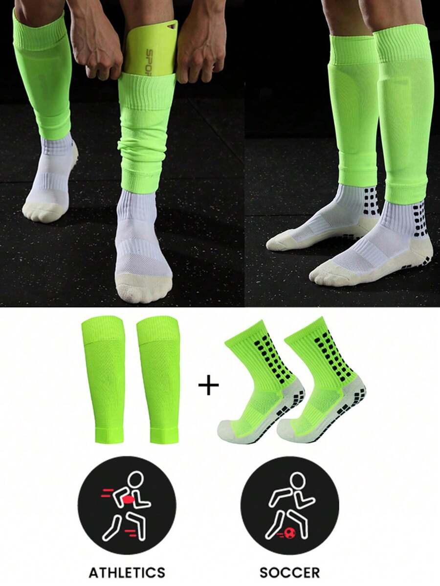 运动户外足球袜腿套套装(1双足球袜+1双腿套)1双训练运动防护单层腿套 男士压缩腿套 橄榄球运动针织吸汗腿袜 1双成人专业足球训练足球袜 方形纯色硅胶防滑足球袜 男士户外运动透气吸汗足球袜 加厚毛巾底 中筒运动 多种颜色可供选择 加厚针织底透气吸汗足球袜 中筒运动 多种颜色可供选择 - 彩色 - 查看 1
