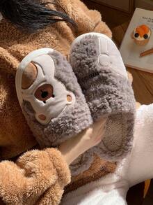 Warm Plush Bear Slippers For Women, Non-Slip Indoor Home Slippers, Fuzzy Slippers For Men In Winter