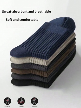 Sports Outdoor 5 Pairs Men's Socks Casual Sports Business Stripe Socks Deodorant Breathable  Travel Socks
