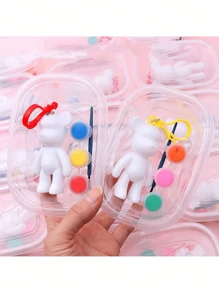 1pc Random Color Cartoon Bear Fluid Art Key Chain DIY Kit, For Party Gifts, Doodle DIY Materials - Multicolor - View 2