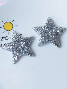 5pcs Glittery Star Hair Clips, Y2K Style, Side Bangs Clips For Women - Multicolor - View 7