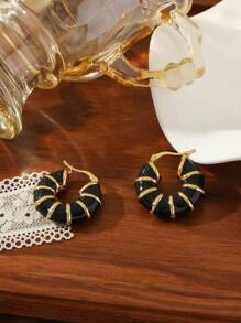 1 Pair 18K Plated Stainless Steel Dopamine Candy Color Segment Dangle Earrings For Women, French Fashionable Ins Style Suitable For Party, Dates, Work