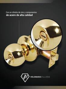 Cerradura Chapa Perilla Puerta Baño Pomo Laton Brillante Dorado Accesorios Hogar Casa - Amarillo - Ver 5