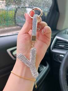 1PC Mini Glitter Rhinestone Bag Charm - Car Keychain, Letters A-Z Bag Charm, Fashion, Personalized, Suitable For Carnival, Stylish Travel Accessories, Festival And Christmas Gifts For Ladies And Boys Elders - Silver - View 13