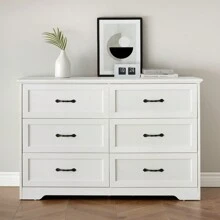 WhizMax Modern 6 Drawers Dresser, Chest Of Drawers Closet Organizers And Storage Clothes, Modern Dressers For Closet Living Room, Kids Bedroom (6 Drawers Dresser, White/Grey/Brown&White)