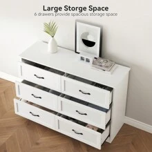 WhizMax Modern 6 Drawers Dresser, Chest Of Drawers Closet Organizers And Storage Clothes, Modern Dressers For Closet Living Room, Kids Bedroom (6 Drawers Dresser, White/Grey/Brown&White)