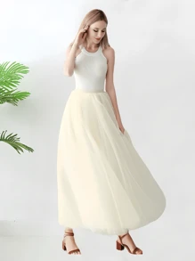 1 váy tutu dài maxi cạp cao cho nữ, màu trơn: Xanh nước biển, hồng, xanh ô liu, xanh xám, đen, trắng, đỏ, đỏ tươi, xanh hoàng gia, vàng, váy lót lưới nhiều lớp bồng bềnh, váy công chúa, váy dạ hội, váy biểu diễn sân khấu, váy lưới mùa hè, váy cosplay - nhiều màu - Xem 11