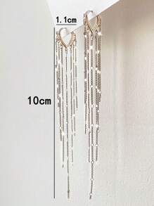 1pair Luxury Chain Metal Tassel Drop Earrings For Women Wedding Dresses Jewelry Valentine's Day Gift Elegant Party Halloween