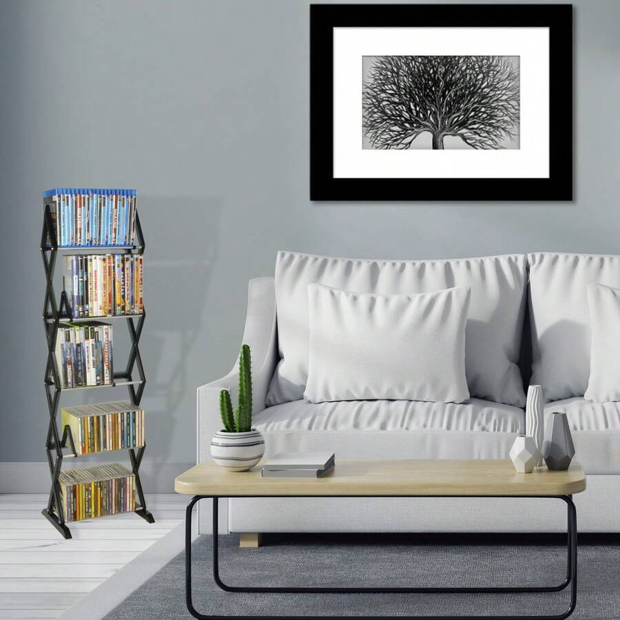 Lightweight, Plastic, Multimedia Unit, Wide Base, Freestanding, Adjustable Dividers - 黑色 - 查看 1