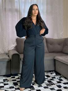 GUECO BRAND Women's Plus Size Tailored Pants High Waist Casual Elegant - 黑色 - 查看 1