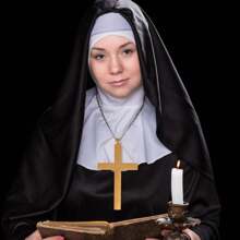 Conjunto de disfraz de monja, incluye medias altas de monja con collar para disfraz de Halloween, disfraz de fiesta de fantasía para mujeres, accesorios de vestuario