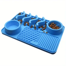 1pc Strong Suction Anti-Bite Pet Feeder Silicone Bowl Mat For Cats And Dogs - Multicolor - View 12