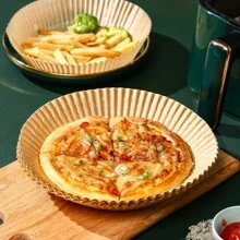 50 piezas/paquete Papel pergamino reutilizable con revestimiento de silicona para freidora de aire, resistente al calor, tapete para hornear - Amarillo - Ver 8