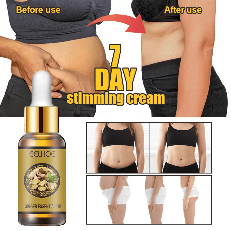 1 Peça Óleo Essencial de Gengibre EE LHOE, Essência de Óleo de Massagem para Emagrecimento da Barriga e Coxas, Alcance a Figura Ideal