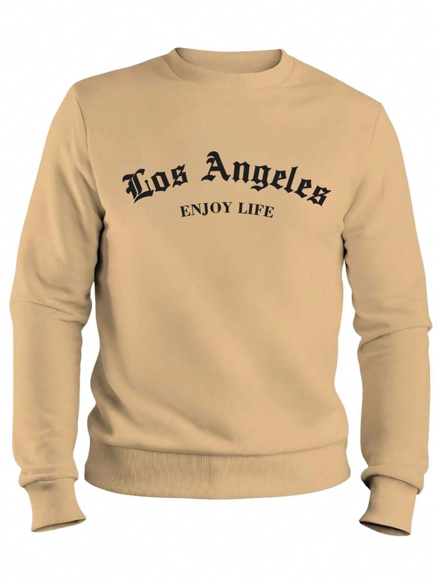 Moletom Gola Careca Unissex Los Angeles 100% Algodão Blusa De Frio Flanelado Casaco De Frio Casual Básico Promoção