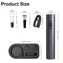 Bộ mở rượu vang điện 5 trong 1 có vòi rót, dao cắt giấy bạc và nút chặn chân không - Hoạt động bằng pin (Không bao gồm pin) - Món quà hoàn hảo cho những người yêu thích rượu vang - Nhiều màu - Xem 3