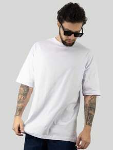 Kit2 Premium Men's Oversized T-Shirts 100% Cotton Thick Plain Collar Basic Streetwear - 彩色 - 查看 7
