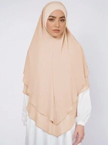 1pc Double-Layered Chiffon Instant Hijab - Multicolor - View 11