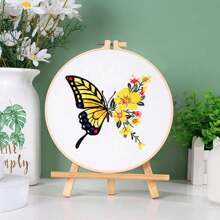 1 套莊周蝴蝶夢刺繡壁掛/桌布裝飾 Diy 刺繡材料包,帶繡圈、穿線器和顏色隨機纏繞板 - 彩色 - 查看 10