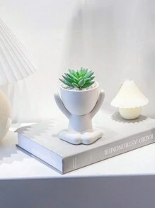 3 件/套人造盆栽植物，仿真多肉植物，带陶瓷花盆，家居装饰，适合婚礼派对节日 - 白色 - 查看 6