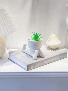3 件/套人造盆栽植物，仿真多肉植物，带陶瓷花盆，家居装饰，适合婚礼派对节日 - 白色 - 查看 4