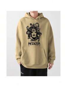 Cold Sweatshirt Hoodie Pocket Kangaroo Coat Medusa Mythology Streetwear Men's - 米色 - 查看 2